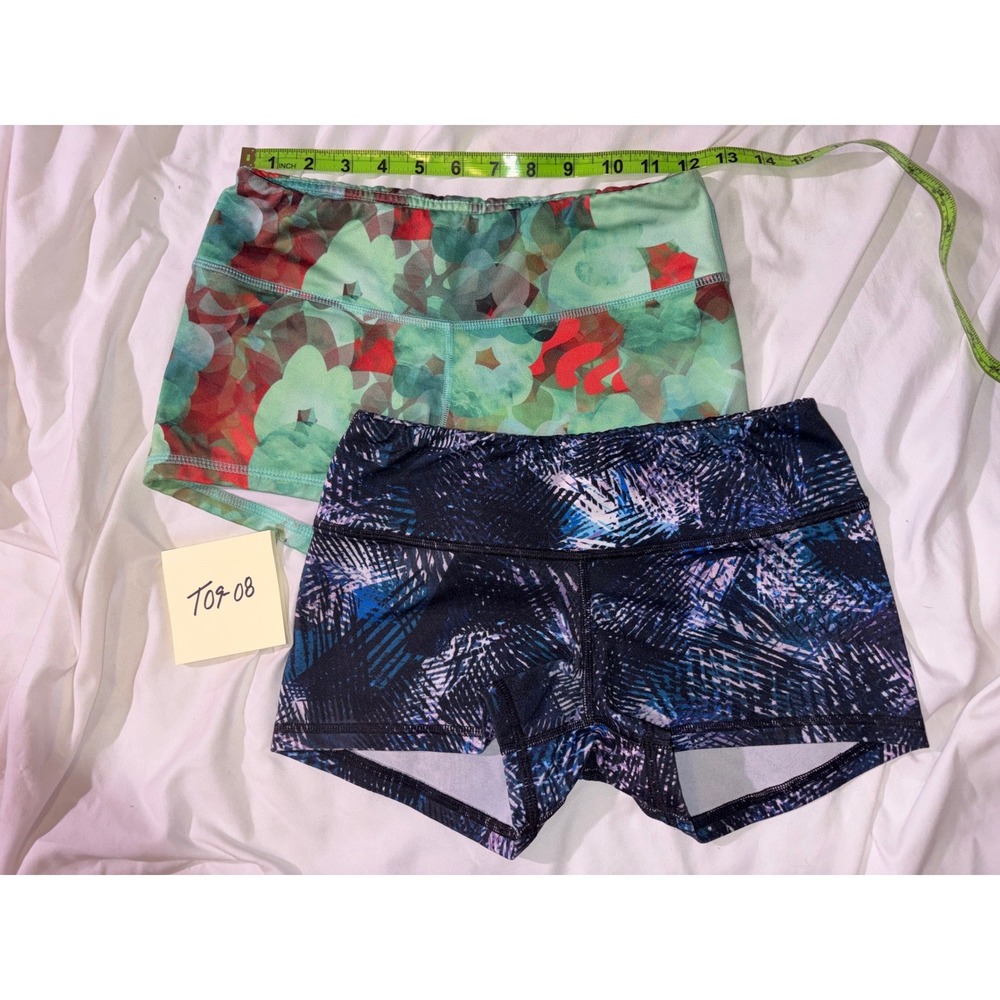 Fleo Womens Athletic Shorts Bundle Size S Green Floral Geometric 2 Pack T09-08